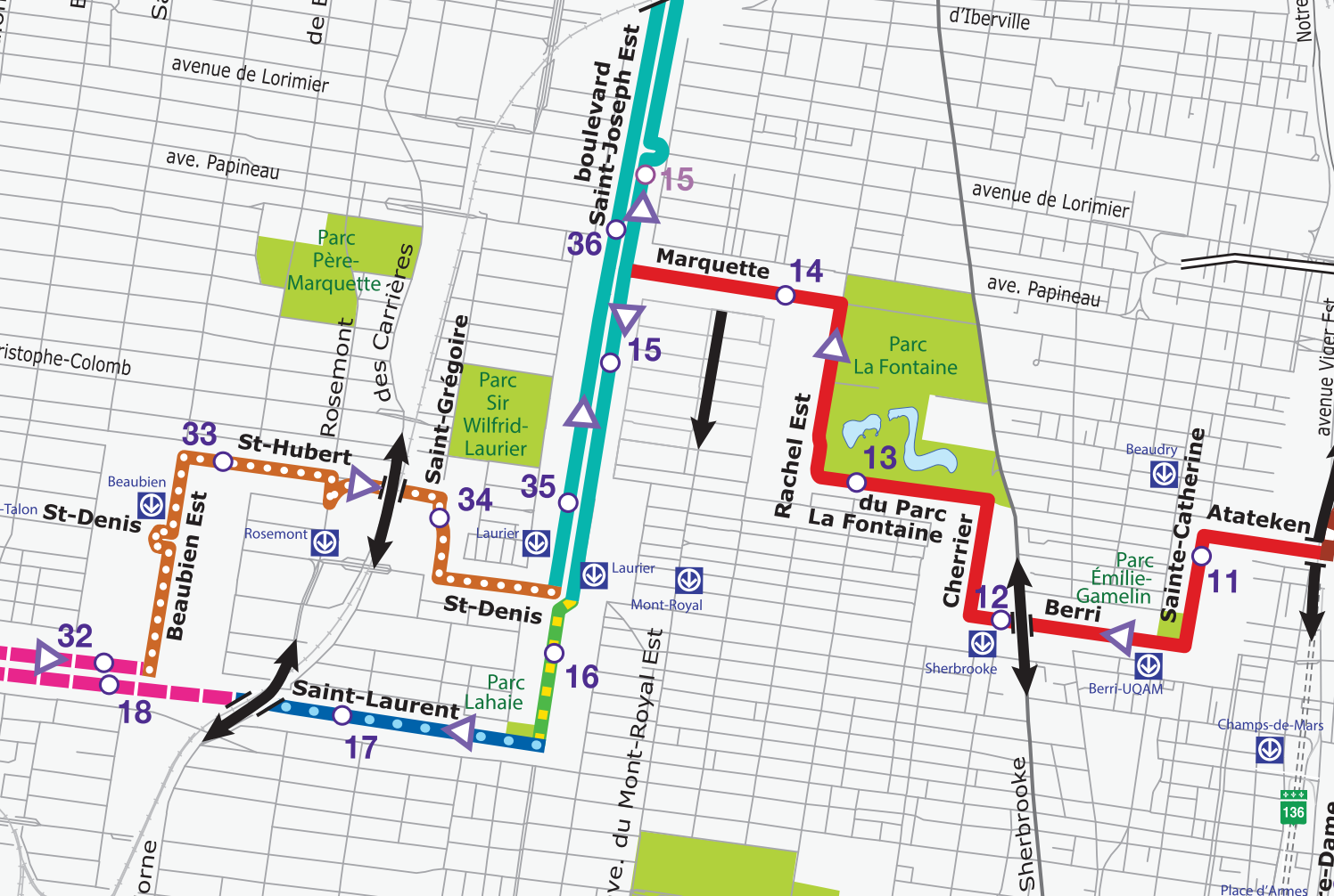 Le marathon emprunte les boulevards Saint-Joseph et Saint-Laurent, de même que les rues du Parc La Fontaine, Rachel, Marquette, Saint-Denis et Saint-Hubert.