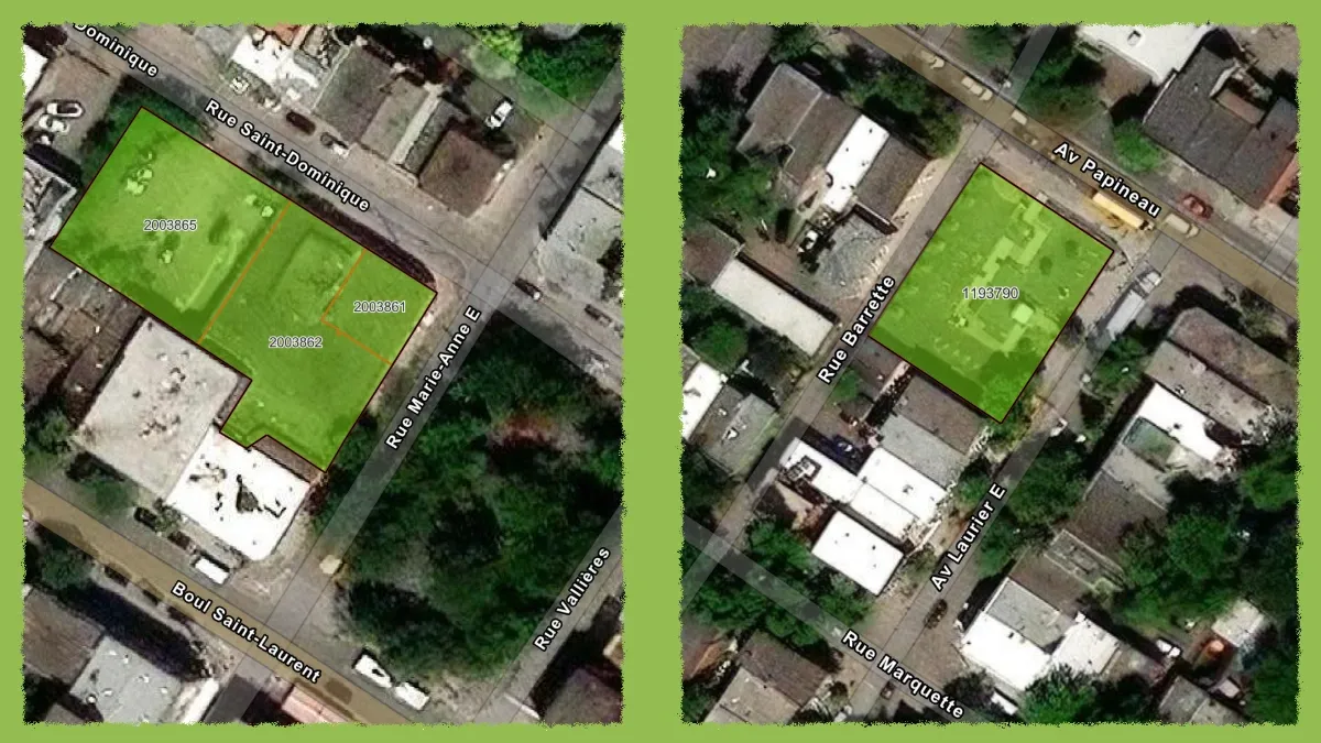 Deux images satellites des terrains visés pour ce projet.