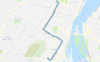 Une carte du centre de Montréal avec le trajet de la ligne de bus express 427.