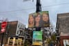 Une pancarte électorale des candidates de Projet Montréal, Cathy Wong, Maeva Vilain et Laurence Parent, trône sur un poteau du Petit Laurier.